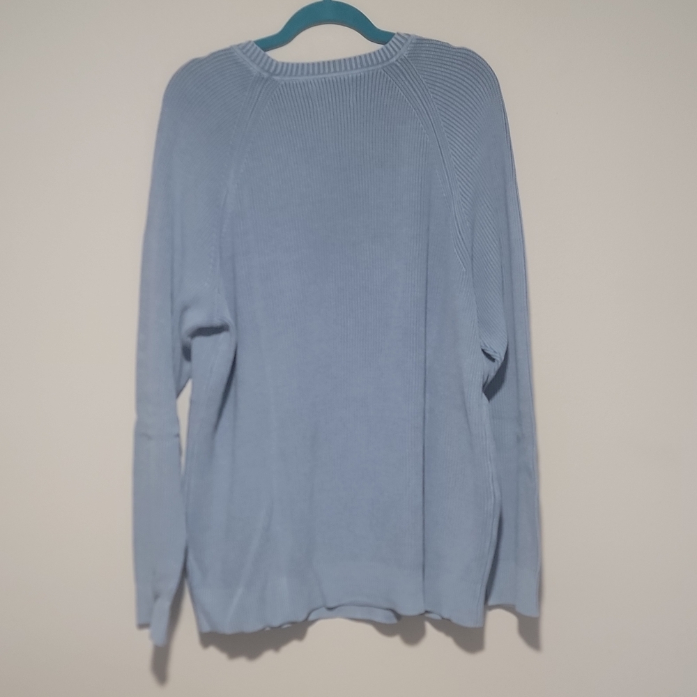 American Eagle Outfitters Men's Dusty Blue Ribbed Crewneck Sweater - Picture 4 of 4